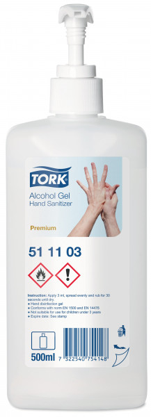 511103 Tork alcohol gel voor handdesinfectie 12x500ml Tork