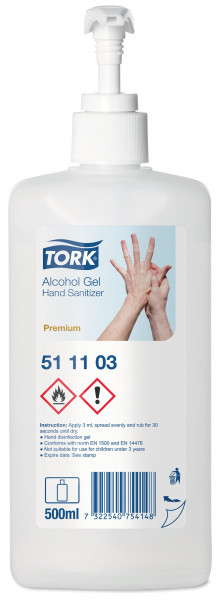 511103 Tork alcohol gel voor handdesinfectie 12x500ml Tork 511103 Tork alcohol gel voor handdesinfectie 12x500ml Tork