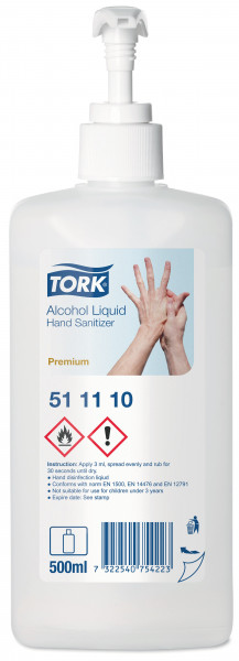 511110 Tork alcoholgel liquid voor handdesinfectie 12x500 ml Tork