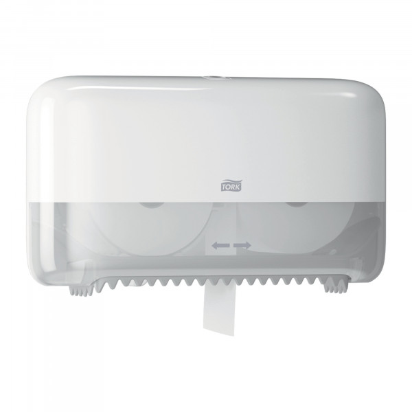 Tork twin Hulsloos Mid-size toiletpapier dispenser wit T7 Tork Tork twin Hulsloos Mid-size toiletpapier dispenser wit T7 Tork