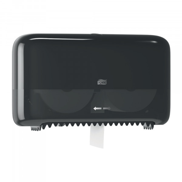 Tork Twin Hulsloos Mid-Size Toiletpapier dispenser zwart T7 Tork Tork Twin Hulsloos Mid-Size Toiletpapier dispenser zwart T7 Tork