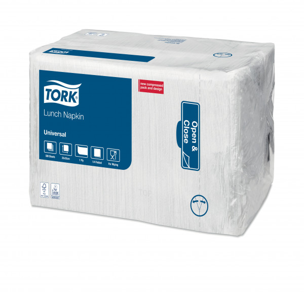 Tork lunchservet wit, 1 lgs, 1/4 vouw, 4000 st Tork