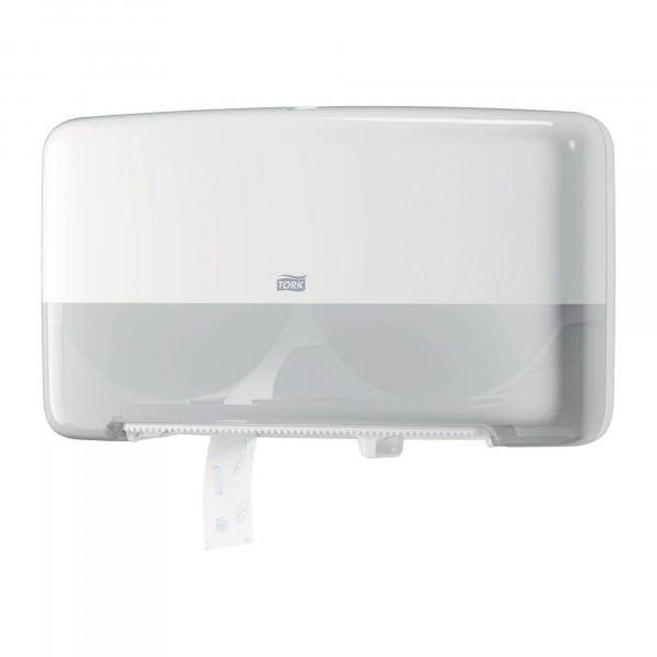 Tork twin mini jumbo toiletpapier dispenser wit T2 Tork Tork twin mini jumbo toiletpapier dispenser wit T2 Tork