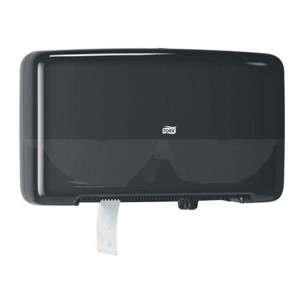 Tork twin mini jumbo toiletpapier dispenser zwart T2 Tork Tork twin mini jumbo toiletpapier dispenser zwart T2 Tork