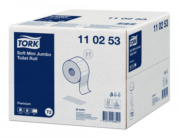 Tork zacht mini jumbo toiletpapier premium T2 Tork Tork zacht mini jumbo toiletpapier premium T2 Tork