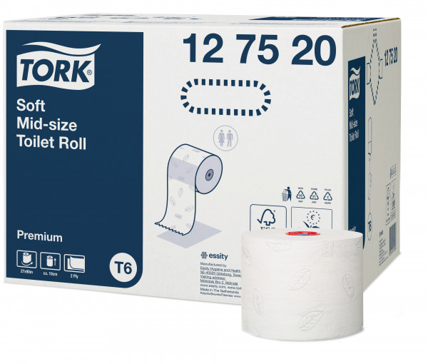 Tork zacht mid-size toiletpapier T6 Tork Tork zacht mid-size toiletpapier T6 Tork